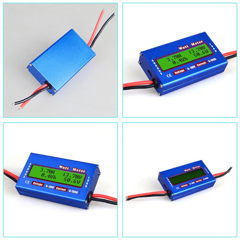 Fafeicy RC Digital Watt Meter & Power Analyzer – DC 60V 100A Peak, LCD Display, 0.01A Resolution, For Solar, RV, Drone Battery Monitoring