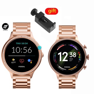 Fossil Gen 6 5E 42 มม. ผู้หญิง สายสมาร์ทวอทช์ Fossil Gen 6 5E 42 มม. สายโลหะ Fossil Q Venture Gen 4 สายสแตนเลส สายรัดข้อมือกีฬา