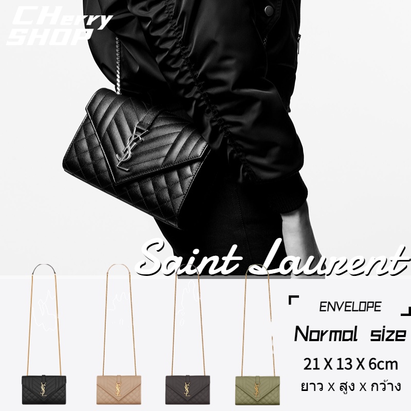 ถูกที่สุด-ของแท้-100-saint-laurent-envelope-small-bag-in-black-quilted-textured-leatherysl-ผู้หญิง-กระเป๋าสะพายไหล่