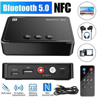 NFC Bluetooth 5.0 Receiver APP Control Headset 3.5M Car Audio Bluetooth Adapter with Remote Control