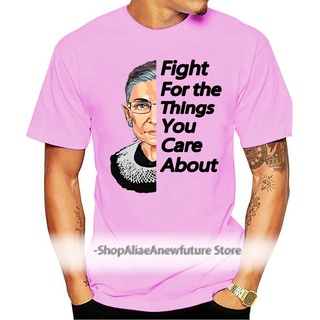 เสื้อยืดสีขาว[พร้อมส่ง] เสื้อยืดผ้าฝ้าย พิมพ์ลาย Rbg Ruth Bader Ginsburg fights สีเทา สไตล์ฮาราจูกุS-4XL