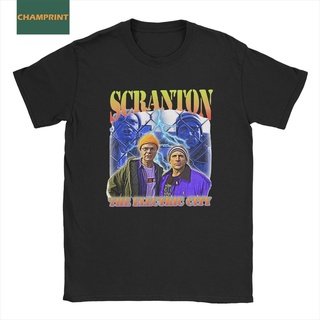 เสื้อยืดผ้าฝ้ายพรีเมี่ยม เสื้อยืดแขนสั้น ผ้าฝ้าย พิมพ์ลาย Scranton The Electric City The Office Tv Show สไตล์วินเทจ สําห