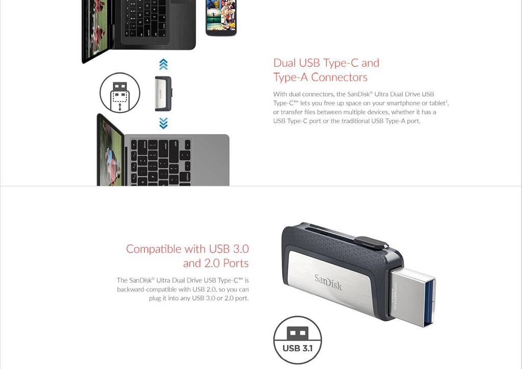 มุมมองเพิ่มเติมของสินค้า SanDisk Ultra Dual Drive USB Type-C 32GB (SDDDC2-032G-G46)
