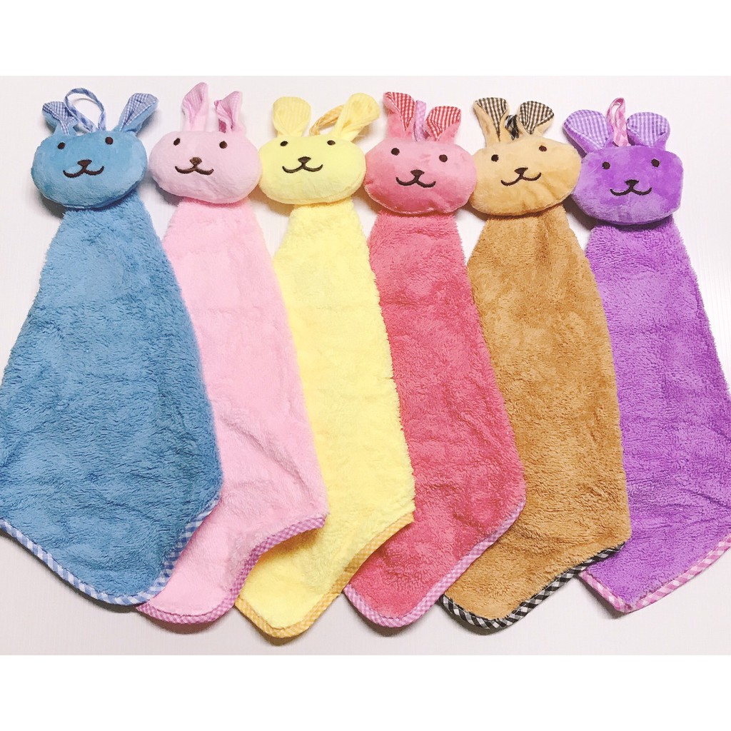 ผ้าเช็ดมือกระต่าย-แขวนได้-18-บาท-มี-6-สี-เนื้อหนานุ่มๆ-ขนาด-27-x-27-cm