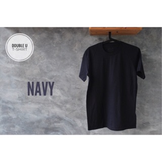 ออกใบกำกับภาษีได้ - (คอกลม/คอวี) เสื้อยืดสีพื้น Navy (สีกรม) **ไม่มีการเย็บตะเข็บข้างตัวเสื้อ**