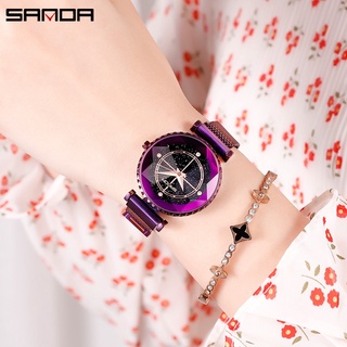 Sanda Luxury ladies Crystal Watch Women Dress Watch Fashion Rose Gold Quartz Watches Female Stainless Steel Wristwatches