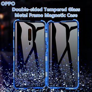 เคส สําหรับ OPPO Reno7Z A93 A92 A52 A53 A16 A16s A7 A5s A5 A3s⭐ฝาครอบโทรศัพท์ กรอบโลหะ กระจกนิรภัย สองด้าน แม่เหล็ก⭐A33 A11s A72 F19Pro F19 A9 A9X F9 AX7 AX5s AX5 A12e