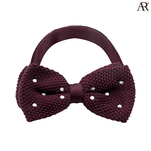 angelino-rufolo-bow-tie-โบว์หูกระต่าย-ไหมพรมโพลีเอสเตอร์คุณภาพเยี่ยม-ดีไซน์-polka-dot-knit-สีเลือดหมู-สีกรมท่า-สีดำ