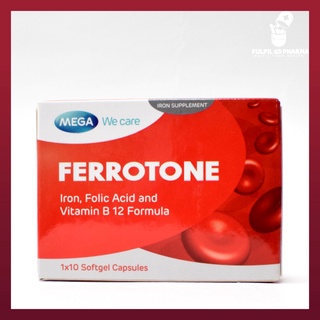 ภาพหน้าปกสินค้าmega we caer Ferrotone 10 Capsules เมก้า วีแคร์ เฟอร์โรโทน บรรจุ 10 เม็ด บำรุงเลือด ที่เกี่ยวข้อง