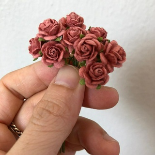 ดอกไม้กระดาษสาดอกไม้กุหลาบขนาดเล็กสีแดงอ่อน 75 ชิ้น ดอกไม้ประดิษฐ์สำหรับงานฝีมือและตกแต่ง พร้อมส่ง F266
