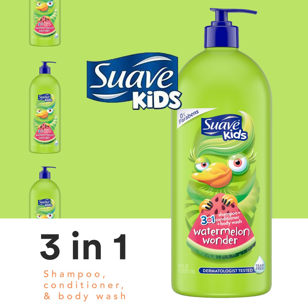 สุดคุ้ม-suave-kids-3-in-1-แชมพูผสมคอนดิชั่นเนอร์และครีมอาบน้ำ-watermelon-wonder-ขนาด-1-8-ลิตร