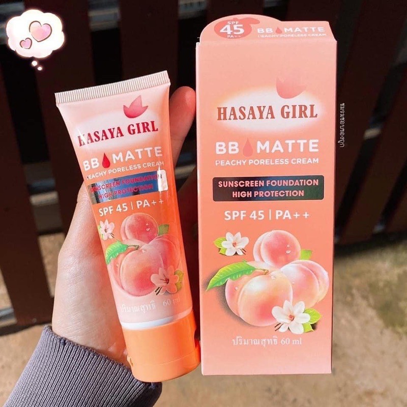 hasaya-girl-bb-matte-spf45-pa-บีบีกันแดดลูกพีช-no-jh3719