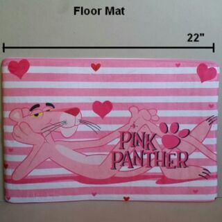 พรมเช็ดเท้า สี่เหลี่ยม (ด้านหลังเป็นยางค่ะ) ลาย พิ้งแพนเตอร์ pink panther ขนาด 22x15 นิ้ว