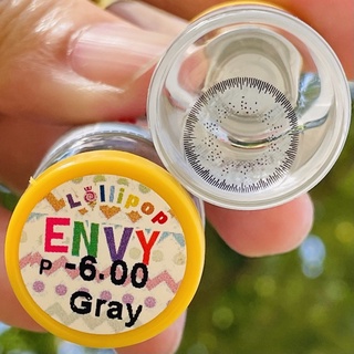 Envy Gray ขวดสั้น สีเทา มินิ mini Contact lens lollipop คอนแทคเลนส์ bigeyes บิ๊กอาย สายตาสั้น ค่าสายตา -6.00 สีเทาอมฟ้า