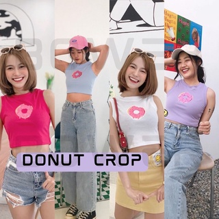 [2ชิ้นลด50%]"Donut Crop Top" เสื้อครอป เสื้อครอปปักลาย เสื้อครอปผ้าร่อง Bite Me..Pls!-BW1