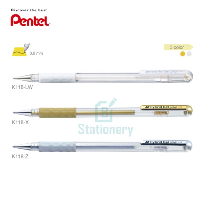 pentel-ปากกาเพนเทล-k-118-hybrid-gel-grip