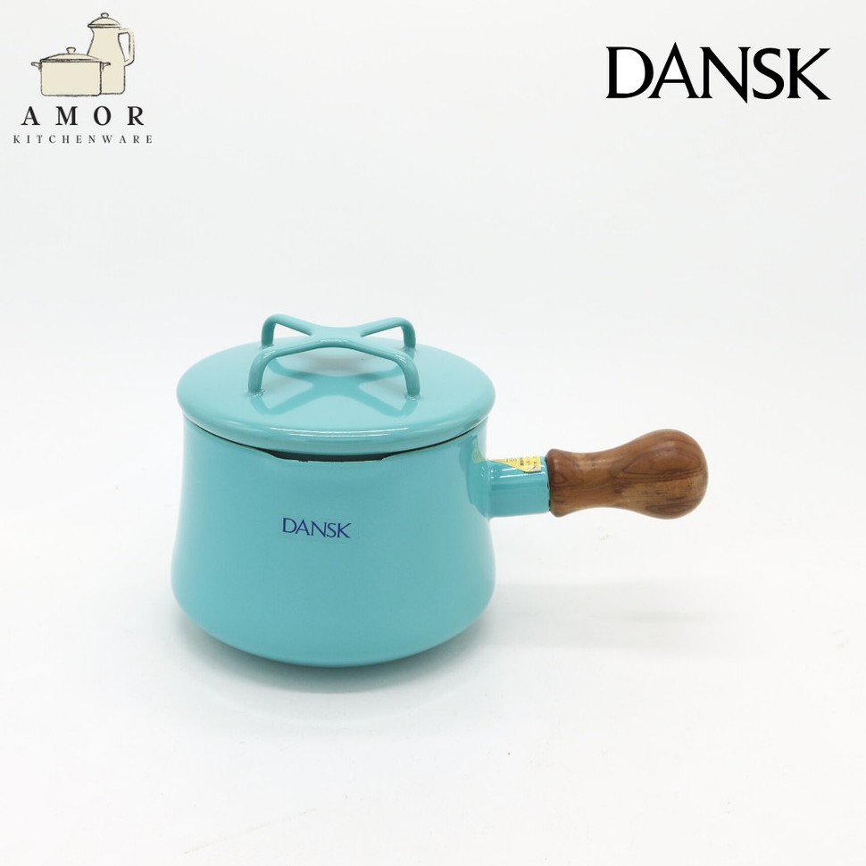 Dansk Kobenstyle 1 Qt. Saucepan หม้อเคลือบอินาเมลขนาดเล็ก ด้ามไม้สัก