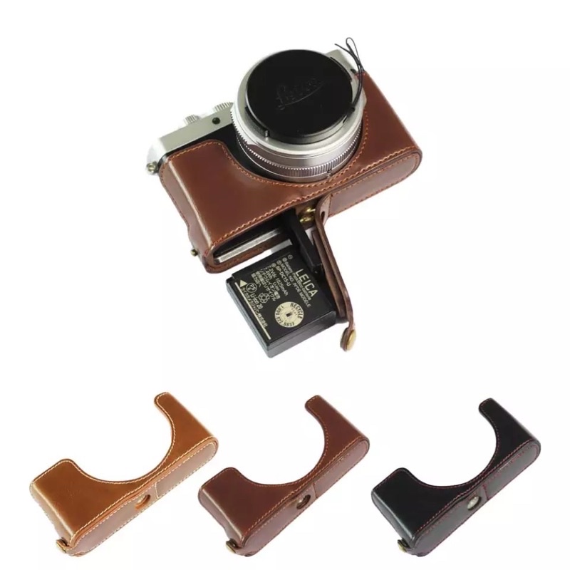 พรีเคส-high-quality-pu-leather-camera-case-bag-half-body-genuine-leather-strap-for-leica