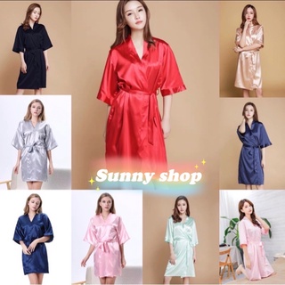 SUNNY SHOP-ชุดนอนผู็หญิง ชุดคลุมผู้หญิง ผ้าซาติน sexy ใส่สบาย เเทนชุดคลุมอาบน้ำได้คะ รุ่น 1805#