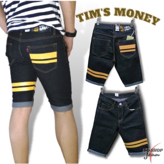 สินค้า Tim\'s Money R289 กางเกงยีนส์ขาสั้น ยีนส์ยืด มีแถบคาดสกรีน