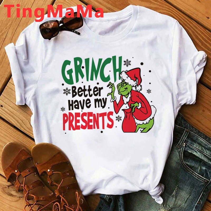 เสื้อยืดผ้าฝ้าย-grinch-เสื้อยืดลําลองสําหรับสตรีแขนสั้นพิมพ์ลายกราฟฟิค-grinch-christmas-gift-สไตล์ฮาราจุกุ-kawaii-2022