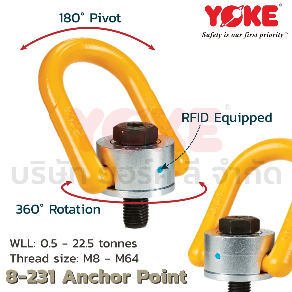 YOKE YP Anchor Point 8-231 (M30 7.8t) Swivel Eye Bolt Lifting Point  อายโบลท์แบบแกนหมุน ยี่ห้อ YOKE จากไต้หวัน Shopee Thailand