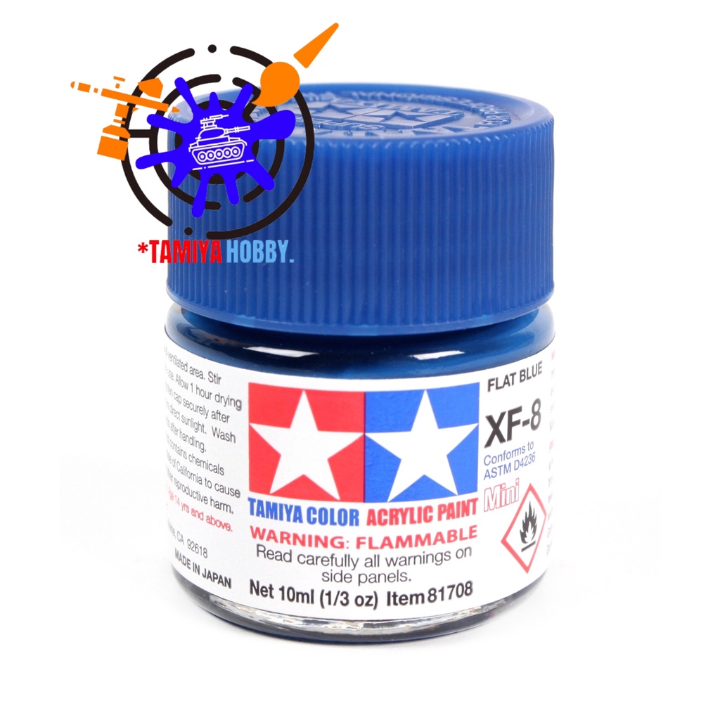 สีสูตรน้ำชนิดด้าน Tamiya Acrylic XF8 Flat Blue 10ml | Shopee Thailand