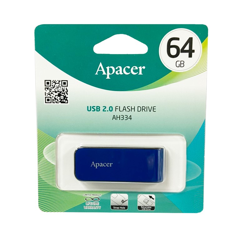 ภาพหน้าปกสินค้าApacer AH334 USB2.0 แฟลชไดร์ฟ 64GB สีน้ำเงิน (Apacer AP64GAH334U-1)