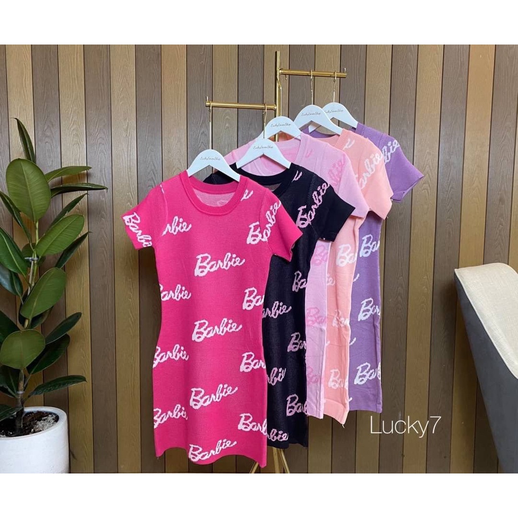 c2shop-มินิเดรสไหมพรมทอซิกเนเจอร์-barbie-น่ารัก-รุ่น-เดรสคอกลมevery-barbie