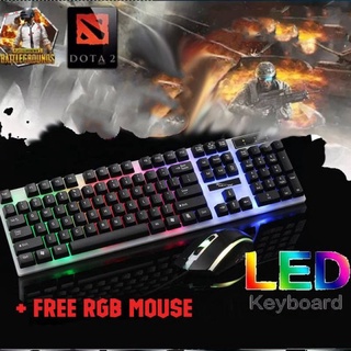 gaming keyboard+Mouse คีย์บอร์ดเล่นเกมส์ มีไฟรุ่น spotlight leopard G21 คีย์บอร์ดสีขาว แถมฟรี เม้าส์เกมมิ่งส์มีแสง