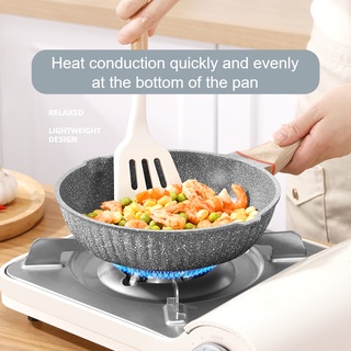 ﹍๑✣20cm Non-stick Medical Stone Frying Pan Wok Home Breakfast Pot Less Smoke Less Oil Non-stick Cookware For Saucepan