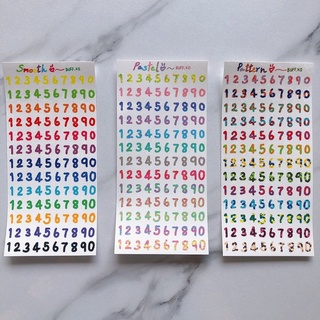 ☄️พร้อมส่ง🔥: Sticker Number สติ๊กเกอร์ตัวเลขไดคัท เคลือบโฮโลแกรมซากุระ ขนาดตัวเลข 0.8mm