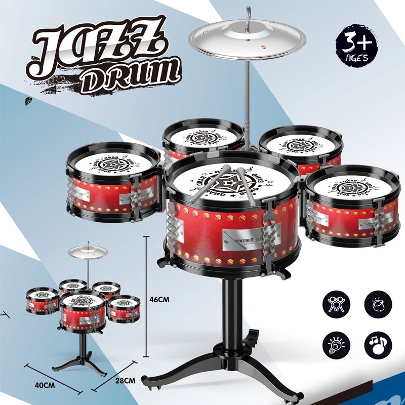 ห้ากลองแจ๊ส-กลองเด็ก-เครื่องดนตรีเด็ก-ของเล่นเด็กเสริมพัฒนาการ-ของเล่นฝึกทักษะ-jazz-drum