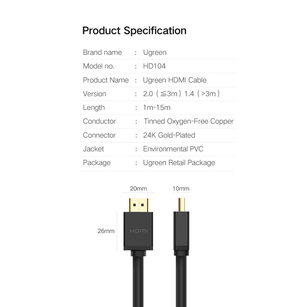 ภาพสินค้าUGREEN อะแดปเตอร์สาย HDMI 4K/60Hz HDMI 2.0 สำหรับ PC TV Xiaomi Mi Box PS4 จากร้าน ugreen.th บน Shopee ภาพที่ 5