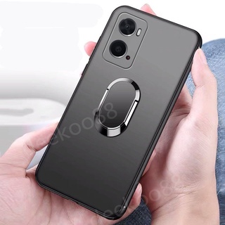 เคสโทรศัพท์ OPPO A76 A16K A16 A95 4G Casing Skin Feel TPU Silicone Softcase Phone Case with Ring Stand Holder Black Back Cover เคส OppoA76