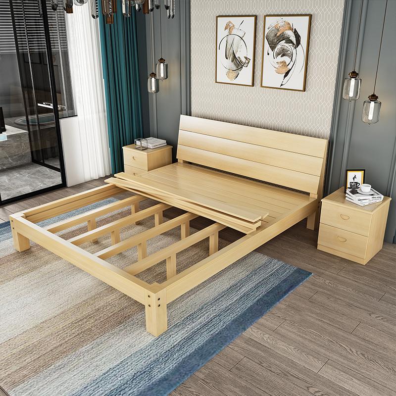 เตียงไม้เนื้อแข็ง-เตียงคู่-1-8-เมตร-เตียงเด็ก-เตียงผู้ใหญ่-เตียงเดี่ยว-เตียงไม้สนที่เรียบง่ายหรูหรา