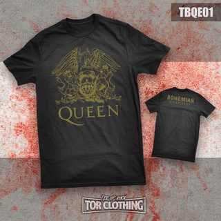 (พร้อมส่ง) เสื้อยืดลําลอง ผ้าฝ้าย 100% แขนสั้น พิมพ์ลายโลโก้ Queen - Bohemian Rhapsosy - Murah - Band Rock - TBQE01 lela