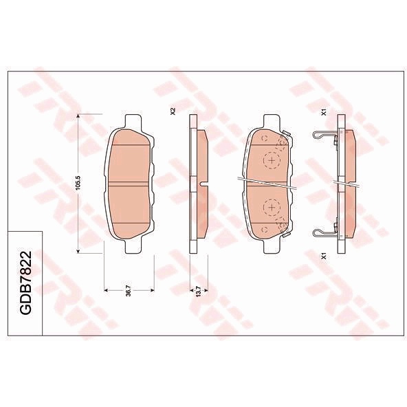 ผ้าดิสเบรคหลัง-cube-z12-juke-f15-elgrand-e52-leaf-livina-l11-pulsar-sylphy-b17-teana-j32-x-trail-t32-gdb7822-trw