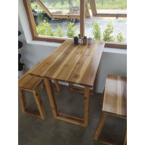 โต๊ะน้ำชา-พร้อมเก้าอี้-2-ตัว-ไม้สัก