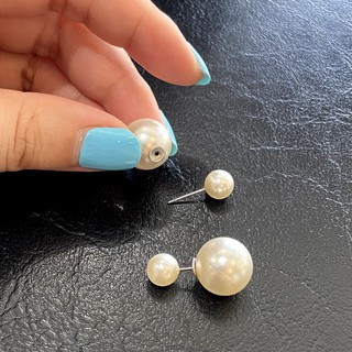 Pearl stud earing ต่างหูไข่มุกสองด้าน