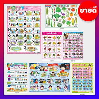 สินค้า ภาพโปสเตอร์การศึกษา โปสเตอร์หัดอ่าน หัดอ่าน ก ไก่-ฮ นกฮูก ก-ฮ ภาษาอังกฤษ abc a-z ภาษาจีน นับเลข 1-100 สระ สูตรคูณ P3