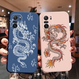 เคสโทรศัพท์มือถือ ขอบสี่เหลี่ยม ลายมังกรจีนไฟ สําหรับ Xiaomi Redmi Note 10 Pro 9S 9A POCO X3 NFC M3 Pro 5G