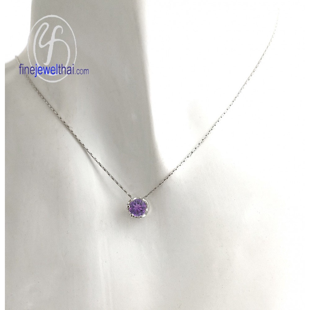 finejewelthai-จี้อะเมทิสต์-อะเมทิสต์-จี้พลอย-พลอยประจำเดือนเกิด-amethyst-silver-pendant-birthstone-p1056amt02e