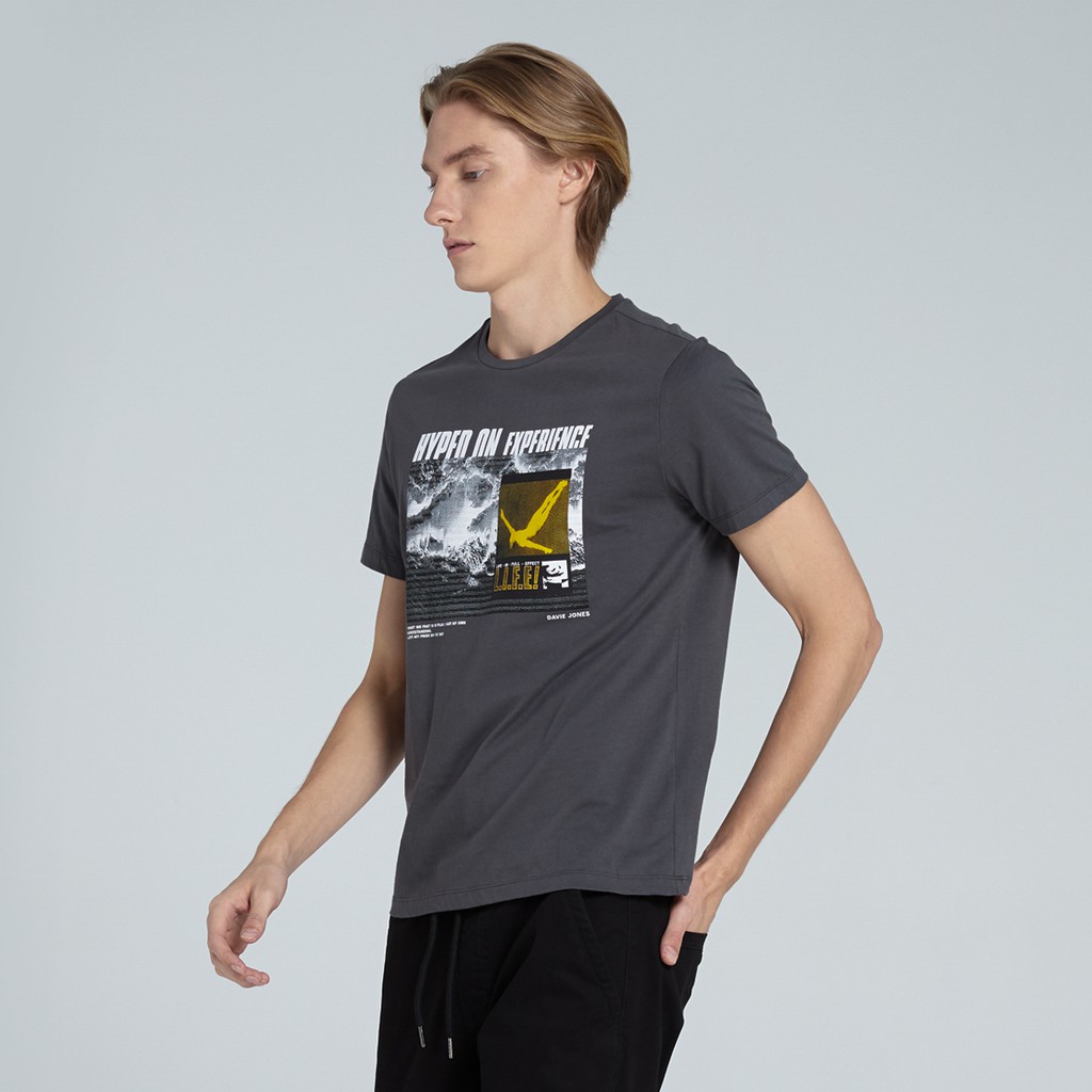 davie-jones-เสื้อยืดพิมพ์ลาย-สีเทา-graphic-print-t-shirt-in-grey-tb0178gy