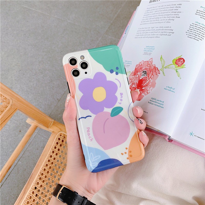 เคสไอโฟน-เคสซิลิโคน-11-promax-iphone-case-เคสนิ่ม-เนื้อซิลิโคน-for-iphone-x-xs-max-xr-7-8plus-พีชดอกไม้ม่วง-tpu-s1030