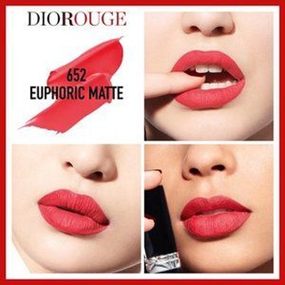 Beauty-Siam แท้ทั้งร้าน !! แบ่งขายลิปสติก DIOR ROUGE สี  652 EUPHORIC MATTE ขนาด 0.5 G. และ 1 G.พร้อมแปรงทาลิป