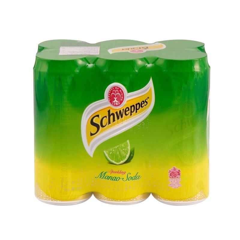 แพ็ค-6-schweppes-soft-drink-lime-sparkling-soda-ชเวปส์-มะนาวโซดา-เครื่องดื่มผสมน้ำรสมะนาว-6-330-มล