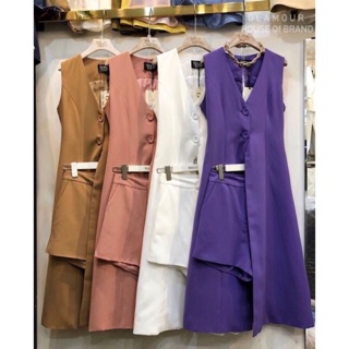 GM SET LONG SLEEVELESS BLAZER + SHORT PANT ผ้าเนื้ออย่างดีใส่สบาย คัดติ้งเนี้ยบ มีซับในทั้งตัว