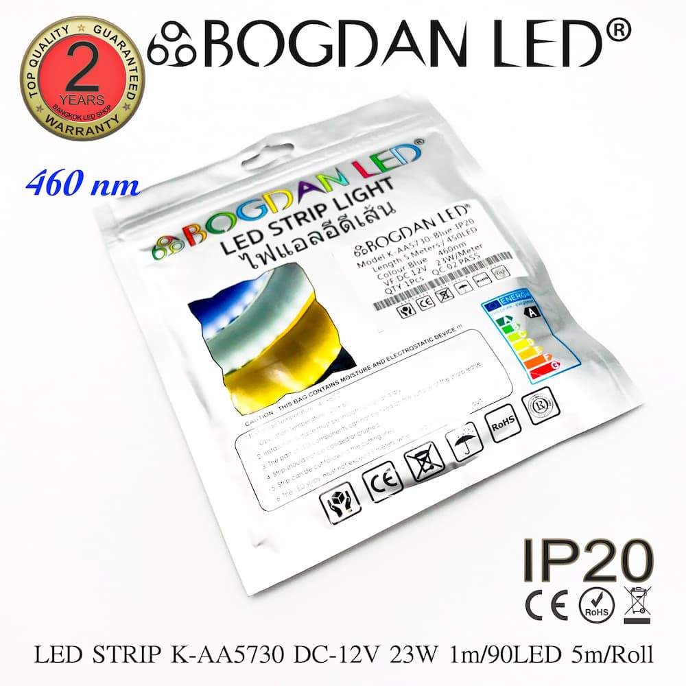 led-strip-k-aa5730-90-blue-dc-12v-23w-1m-ip20-ยี่ห้อbogdan-led-แอลอีดีไฟเส้นสำหรับตกแต่ง-450led-5m-115w-5m-grade-a