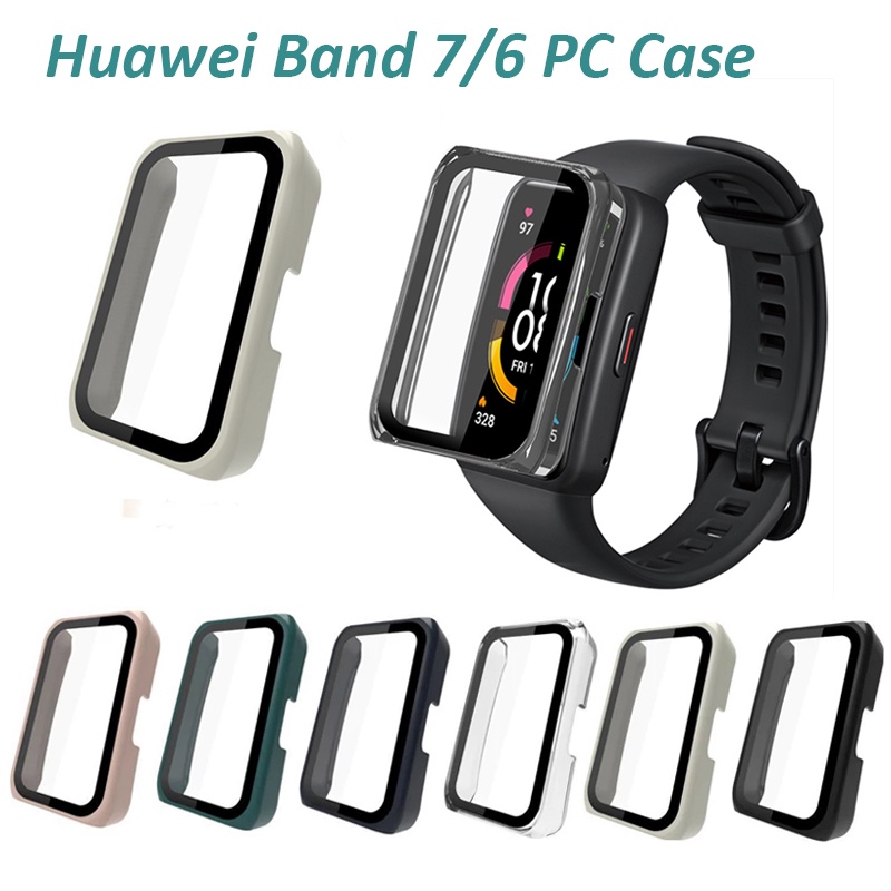 ภาพหน้าปกสินค้าHuawei Band 7/6 เคส พร้อมตัวป้องกันหน้าจอ ป้องกันเต็มรูปแบบ เคส PC แข็ง ฝาครอบด้านหน้า ป้องกันรอยขีดข่วน สําหรับ Huawei Honor Band6 Smart Watch